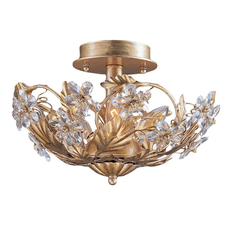 Crystal Abbey 3-light Gold Semi-flush Light