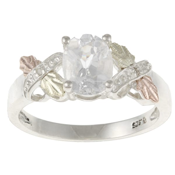Black Hills Gold and Sterling Silver Created White Sapphire and Diamond Ring. Opens flyout.