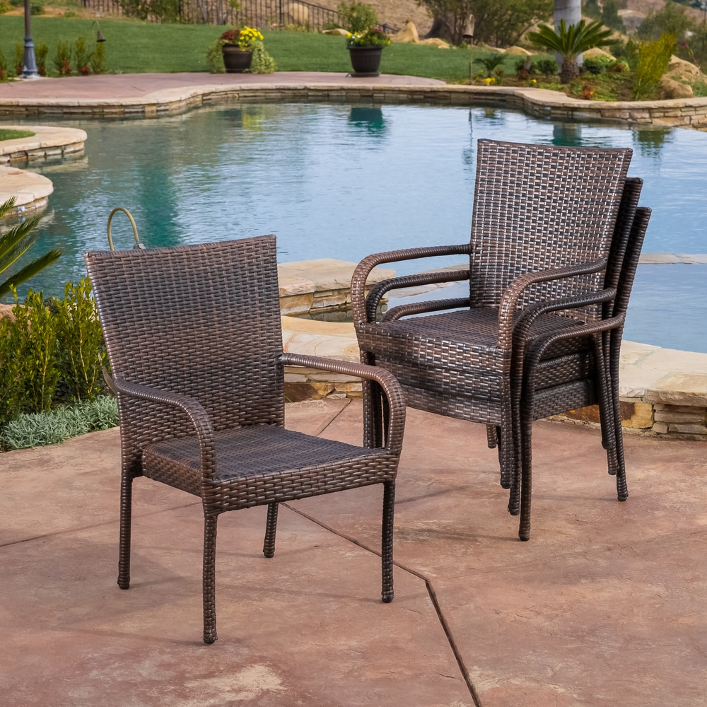 2pk Outdoor Steel Arm Chairs with Cushions - Captiva Designs