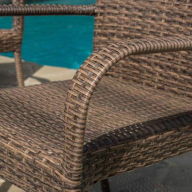 Benhill Outdoor Contemporary Wicker Stacking Chairs (Set of 2) by Christopher Knight Home