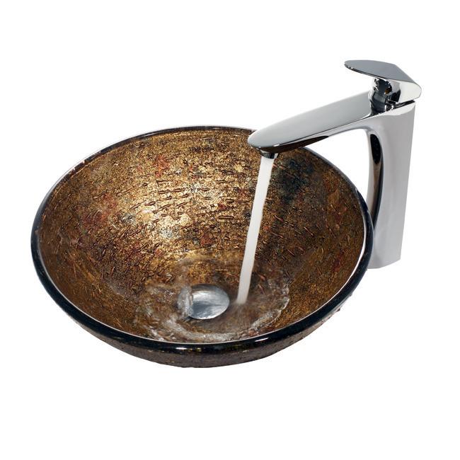 Vigo Textured Copper Vessel Sink And Faucet Set In Chrome