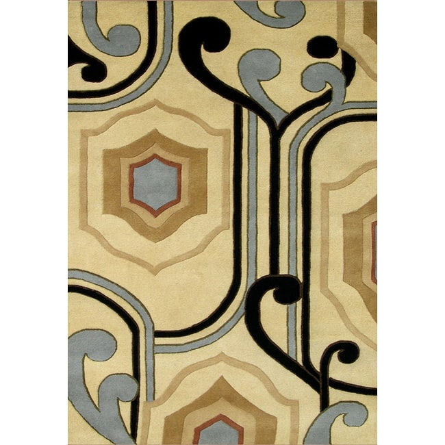 Alliyah Handmade Cream New Zealand Blend Wool Rug - 4' x 6'