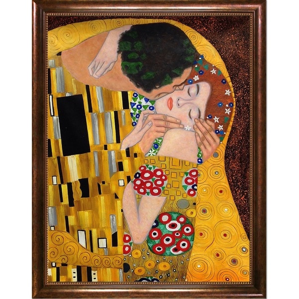 Gustav Klimt 'The Kiss' Framed Canvas Art - Free Shipping Today ...