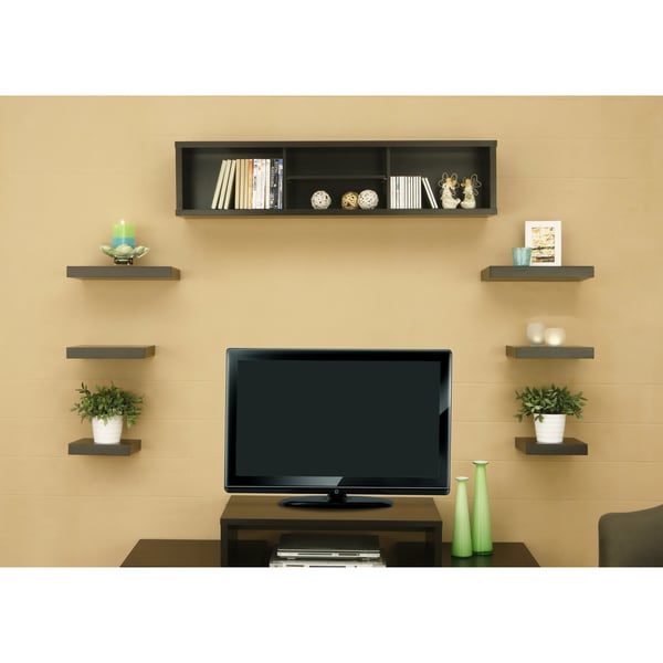 Furniture of America Ziesta Cabinet and Hanging Shelves Furniture of America Media/Bookshelves