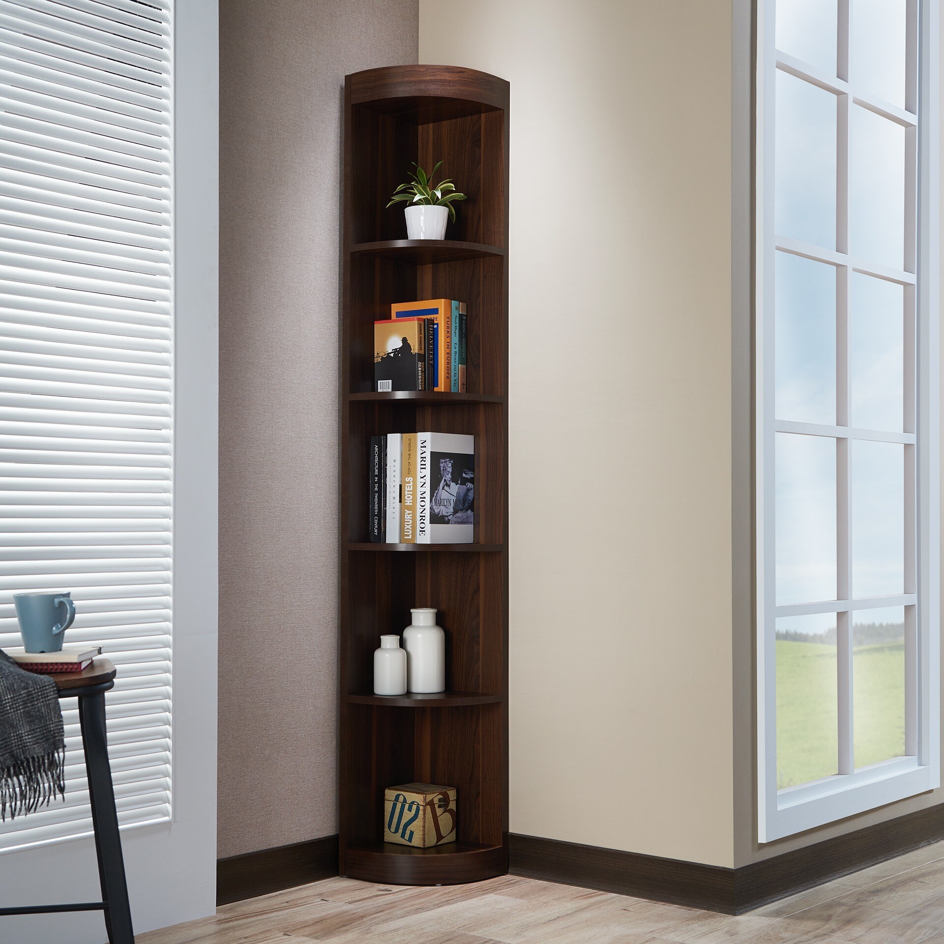 Furniture Of America Corner 5 Shelf Display Stand Bookshelf Corner 5 Shelf Display Stand Tyres2c