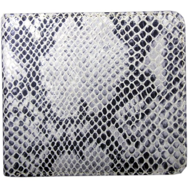 Leatherbay Grey Leather Snake Print Bi fold Wallet