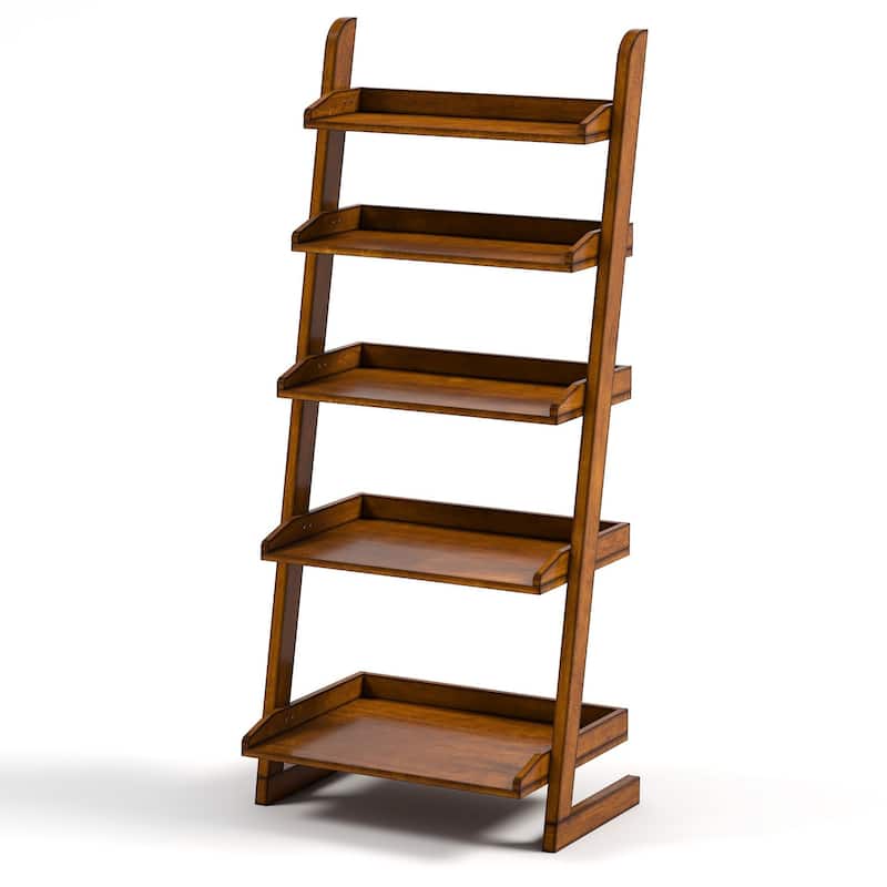 Ruse Transitional 5-Shelf Vintage Oak Solid Wood Display Stand by Furniture of America