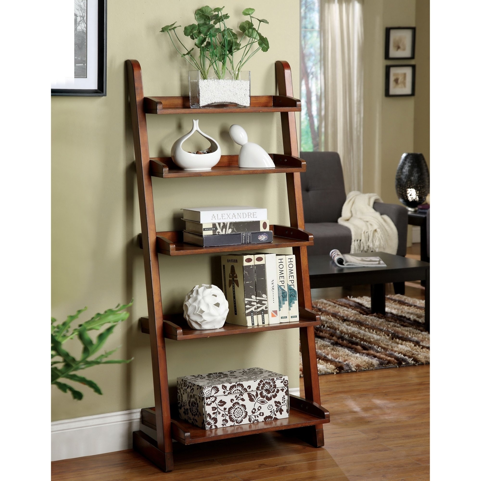 Furniture of America Ruse Vintage Oak Solid Wood Tier Display Stand