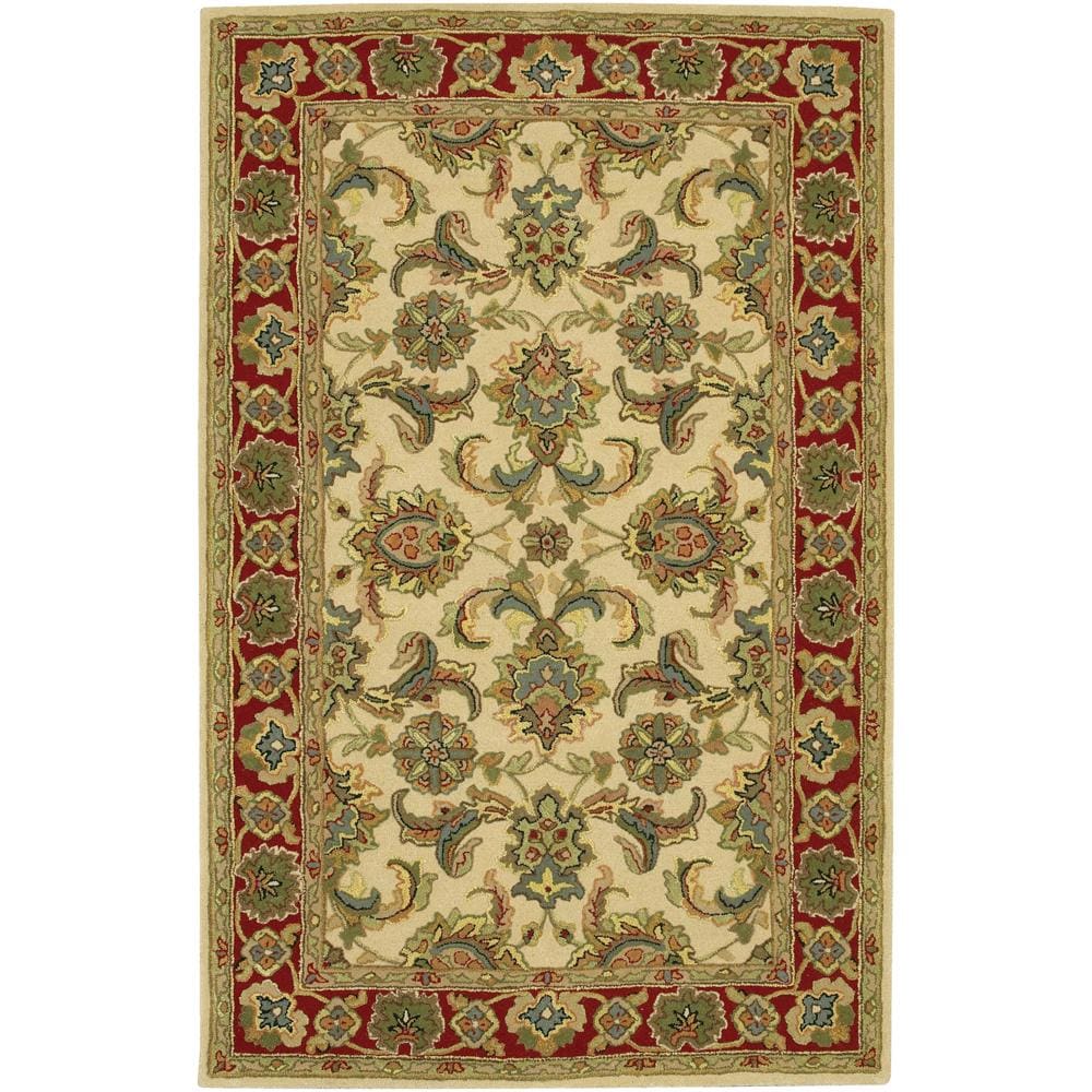 Hand tufted Mandara Oriental Ivory Wool Area Rug (79 X 106)