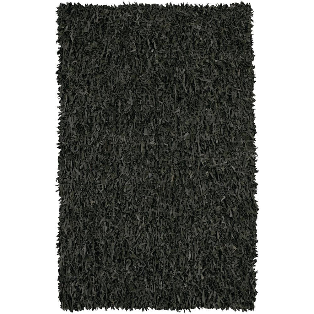 Artist's Loom Hand-woven Natural Eco-friendly Leather Shag Rug - 2' x 7'6"