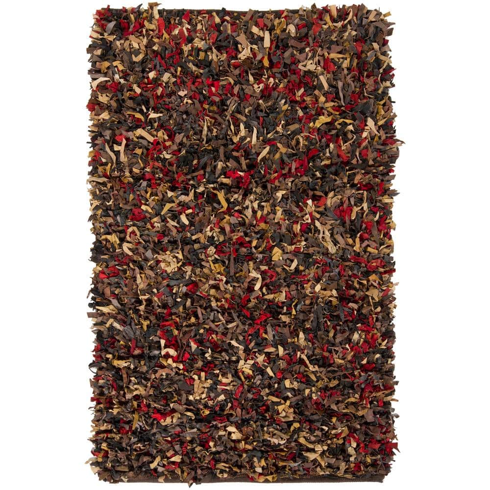 Hand-woven Mandara Multi-color Leather Shag Rug (2' x 6') - Multi - 2' x 6'