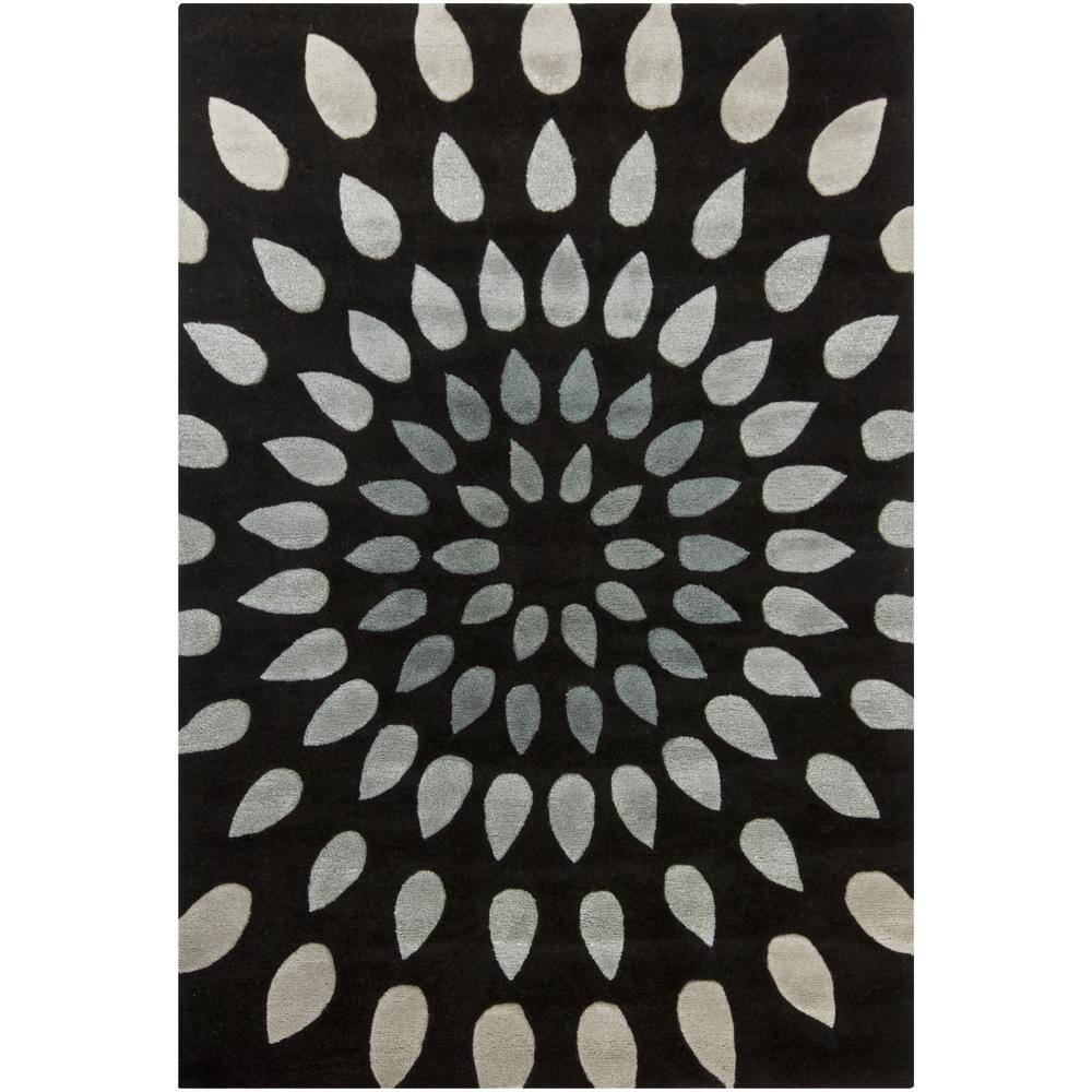 Hand-Tufted Gray/Black Mandara New Zealand Wool Rug (5' x 7'6)