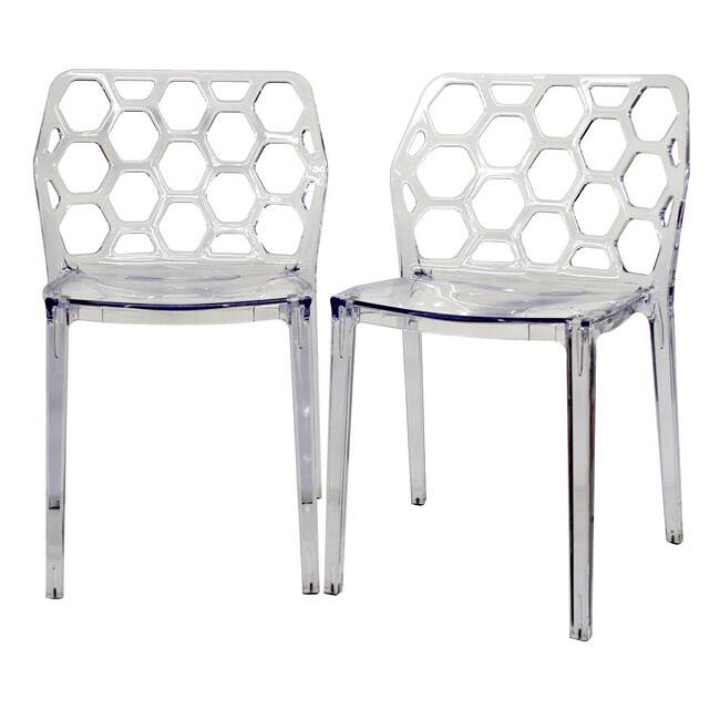 Honeycomb Clear Acrylic Modern Dining Chair (Set of 2)