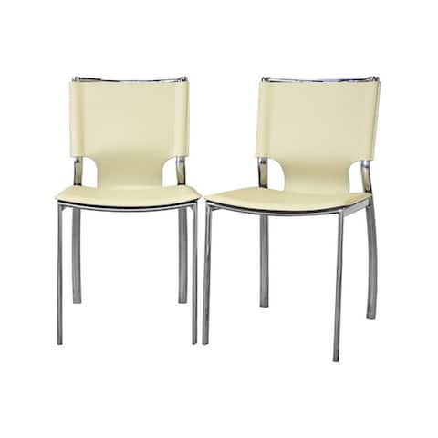 Montclare Ivory Leather Modern Dining Chair (Set of 2)