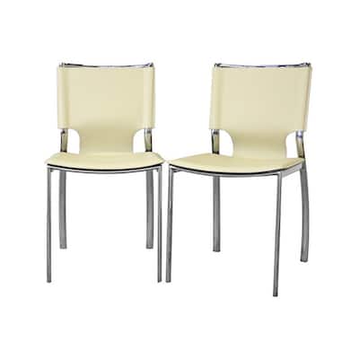 Montclare Ivory Leather Modern Dining Chair (Set of 2)
