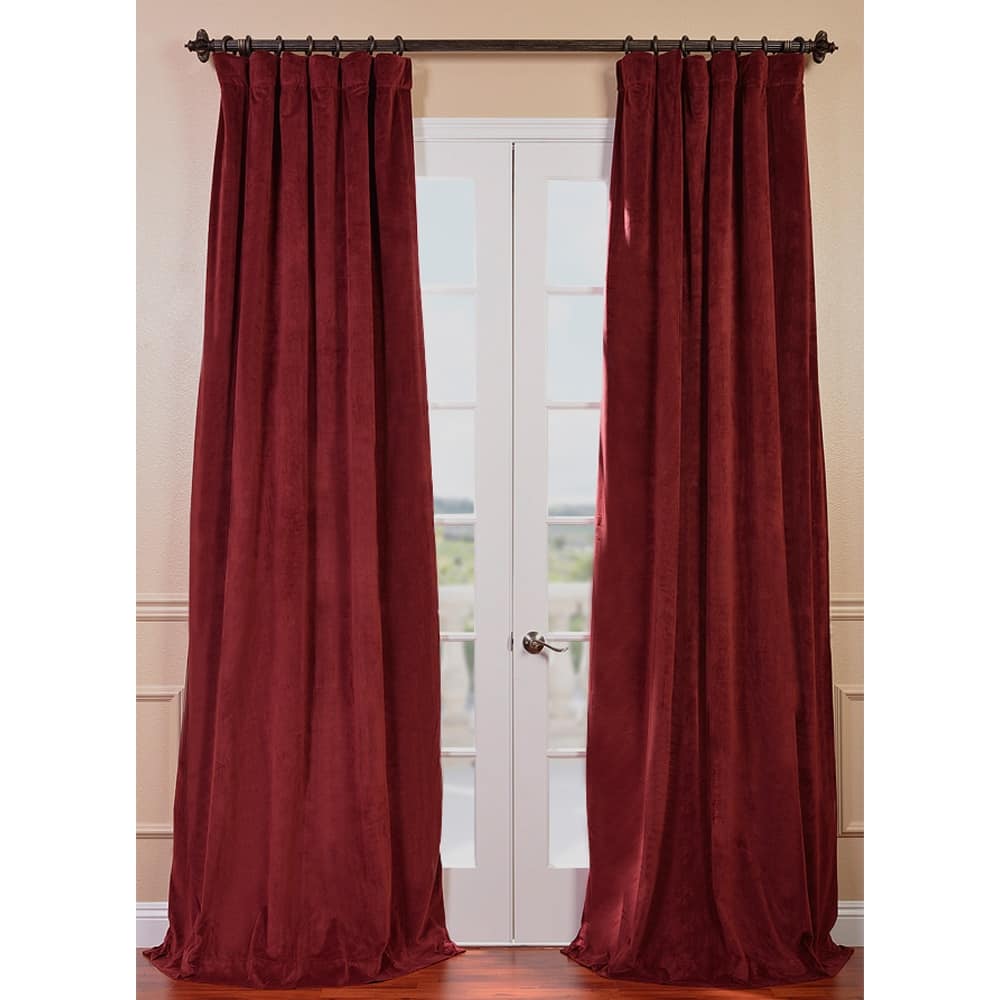 Exclusive Fabrics Signature Burgundy Velvet 120-inch Blackout Curtain Panel - 50 x 120