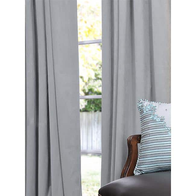 Exclusive Fabrics Signature Grey Blue Velvet 84-inch Blackout Curtain Panel - 50 X 84