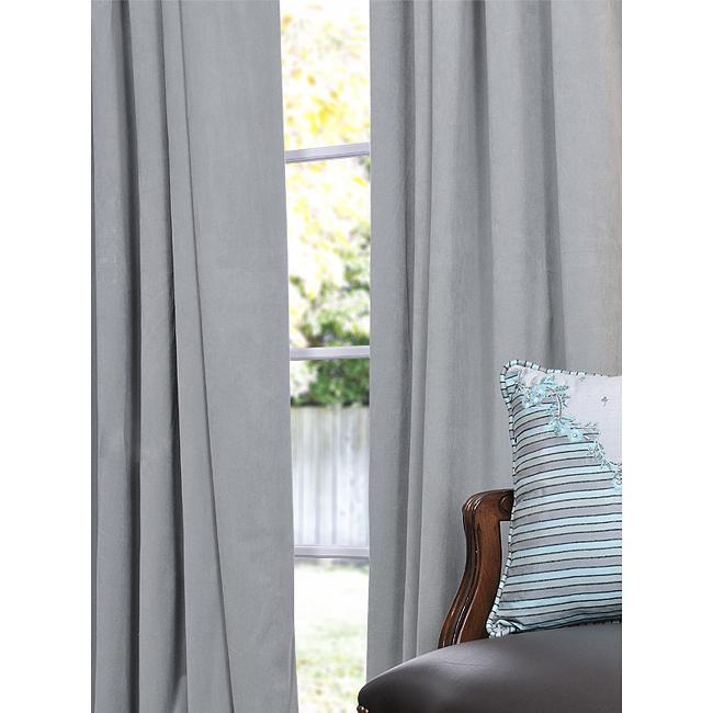 Exclusive Fabrics Signature Grey Blue Velvet 96-inch Blackout Curtain Panel - 50 X 96