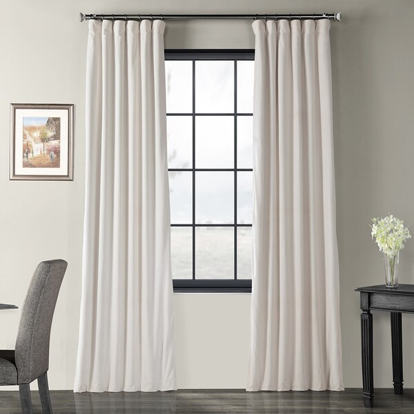 Exclusive Fabrics Signature Ivory Velvet Blackout Single Curtain Panel