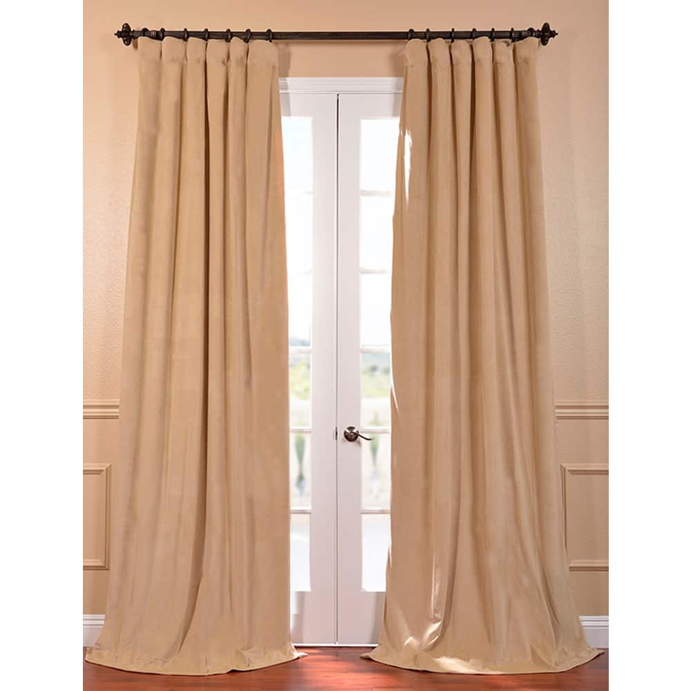 Exclusive Fabrics Signature Wheat Velvet 84-inch Blackout Curtain (1 Panel) - 50 X 84