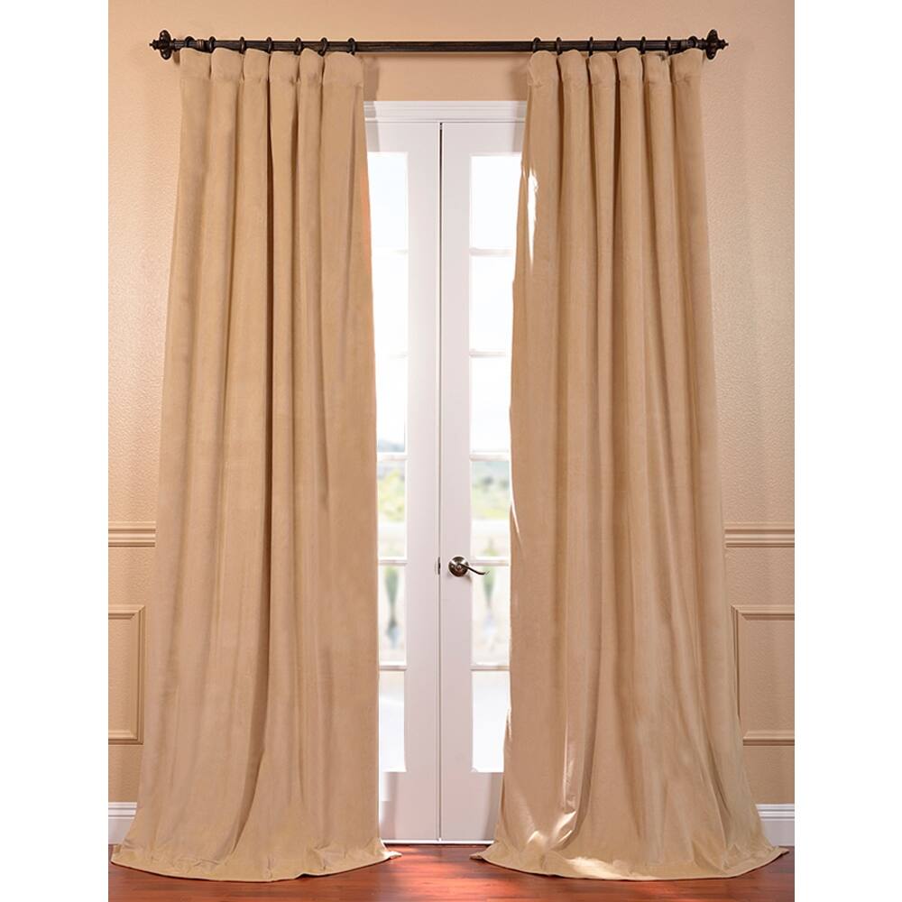 Exclusive Fabrics Signature Wheat Velvet 96-inch Blackout Curtain (1 Panel) - 50 X 96