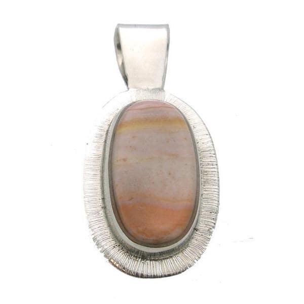 Handmade Alpaca Silver Picture Jasper Oval Pendant (Mexico)