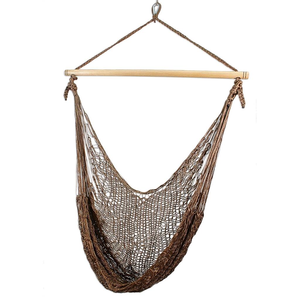 NOVICA Handmade Nylon Autumnal Bronze Hammock Swing (Mexico)