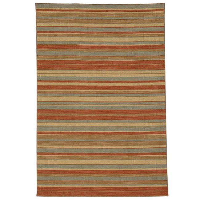 Hand woven Flat weave Demir Red Wool Rug (2 X 3)