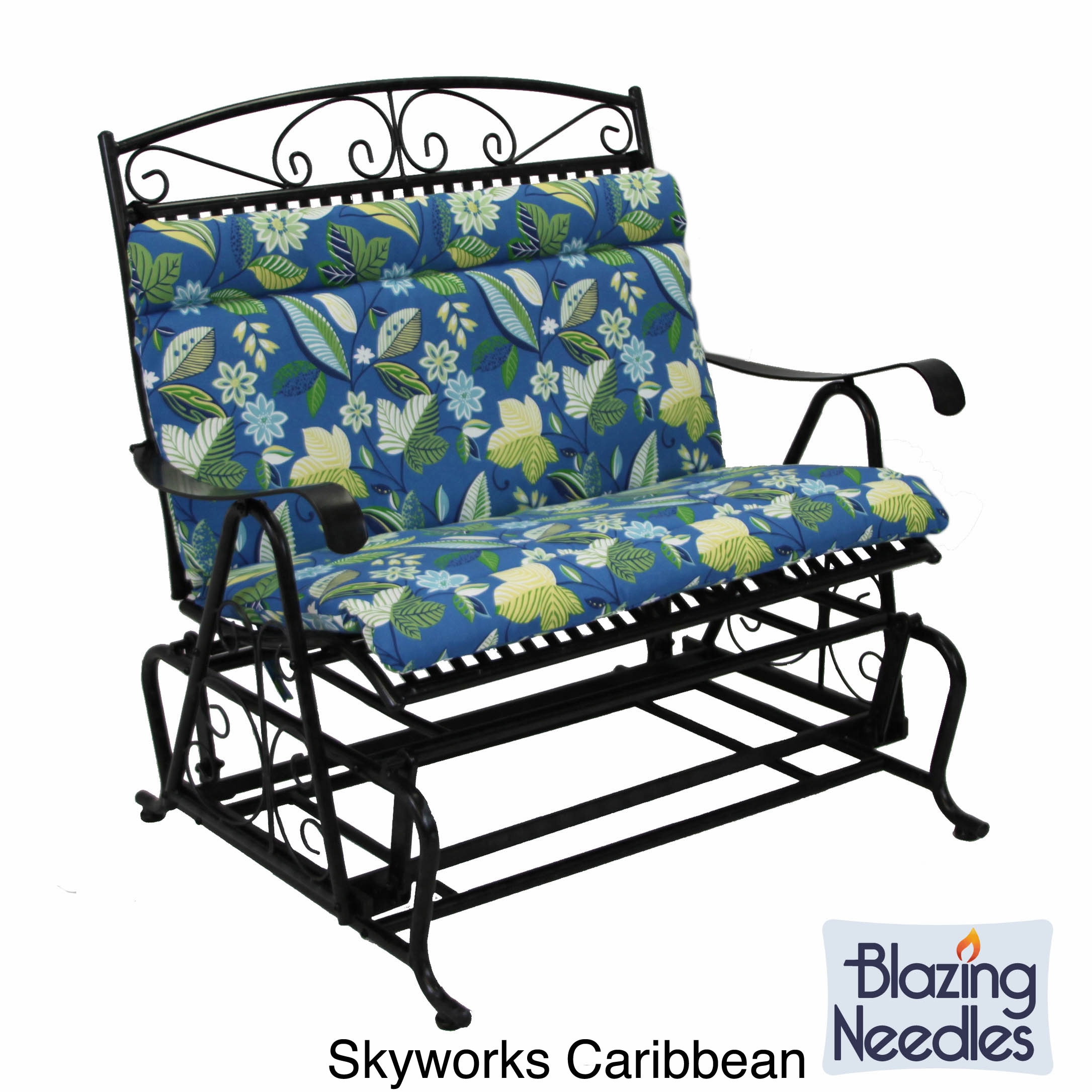 All weather Blue Floral Outdoor Double Glider Chair Cushion