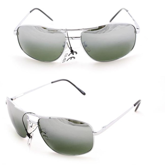 Mens 7837 Silver And Smoke Wrap Sunglasses