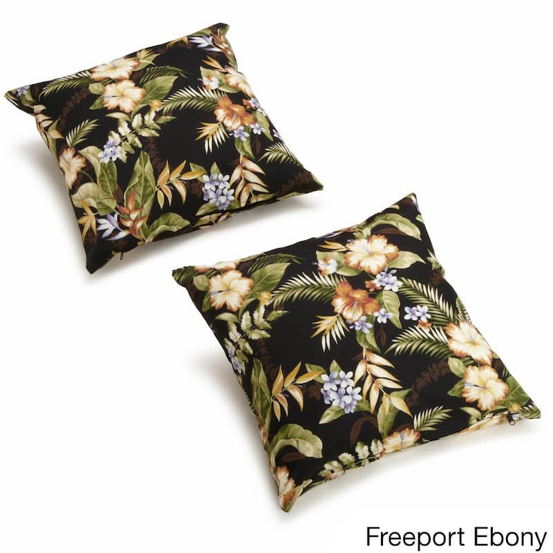Blazing Needles 18-inch All-Weather Throw Pillow (Set of 2) - Freeport Ebony
