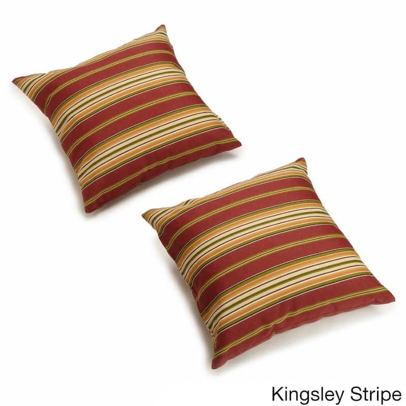 Blazing Needles 18-inch All-Weather Throw Pillow (Set of 2) - Kingsley Stripe Ruby