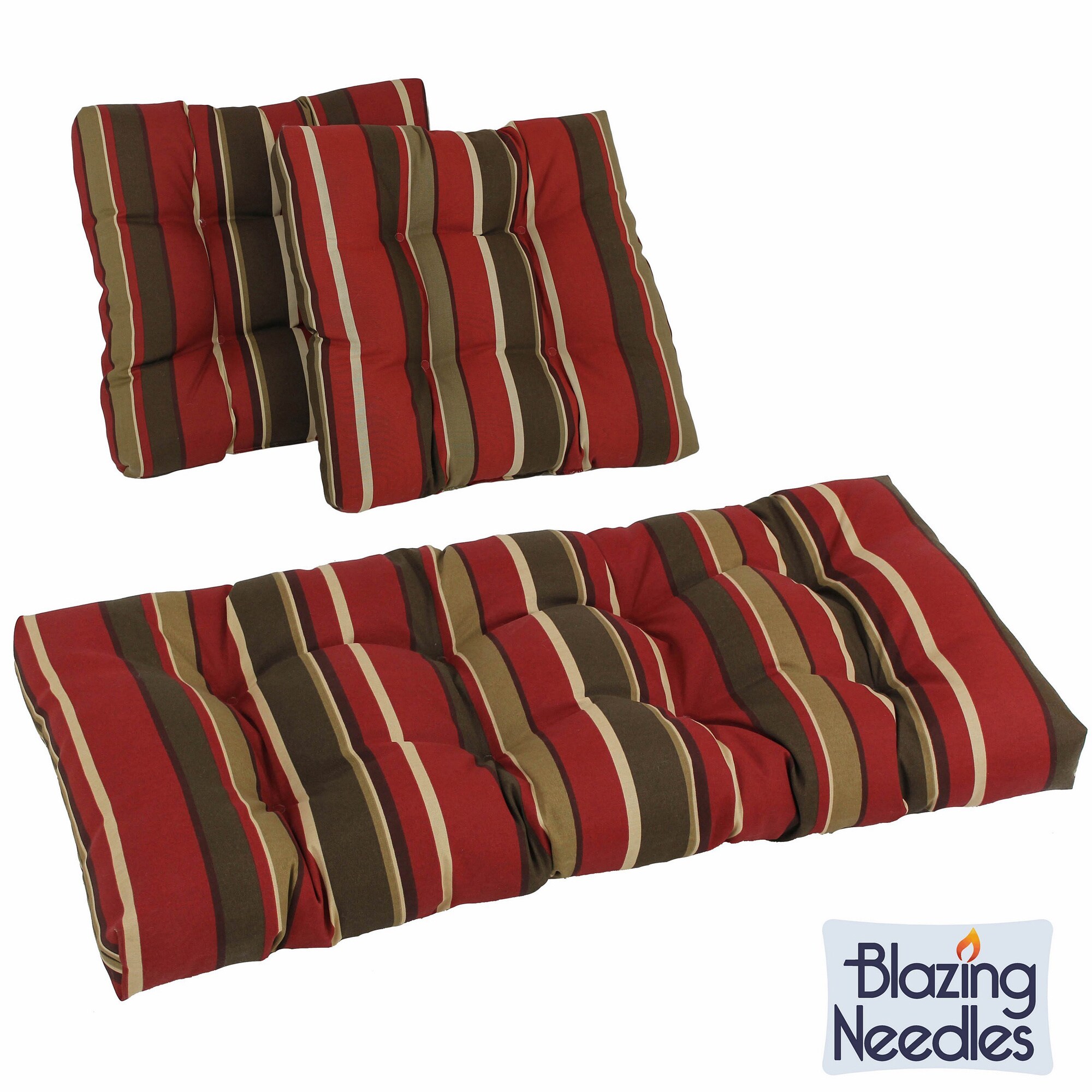 Blazing Needles Set Of 3 All weather Uv resistant Squared Outdoor Settee Group Cushions