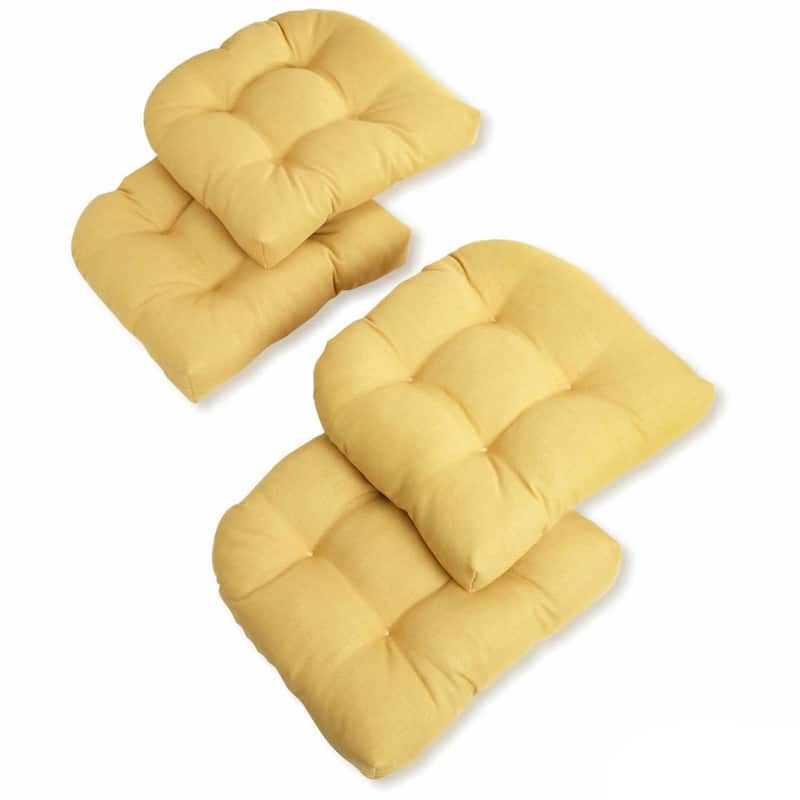 Blazing Needles Indoor/Outdoor Chair Cushions (Set of 4) - 19" x 19" - Lemon