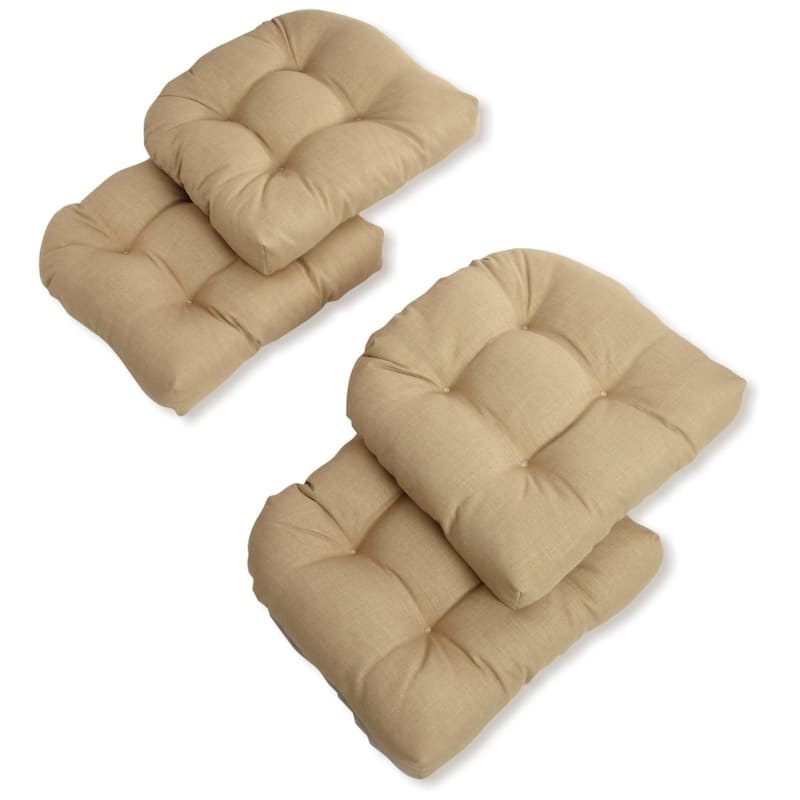 Blazing Needles Indoor/Outdoor Chair Cushions (Set of 4) - 19" x 19" - Sandstone
