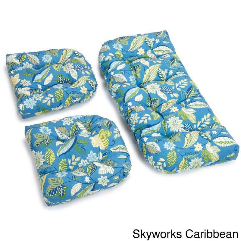 Blazing Needles 3-Piece Settee Cushion Set (Set of 3) - Skyworks Carribean