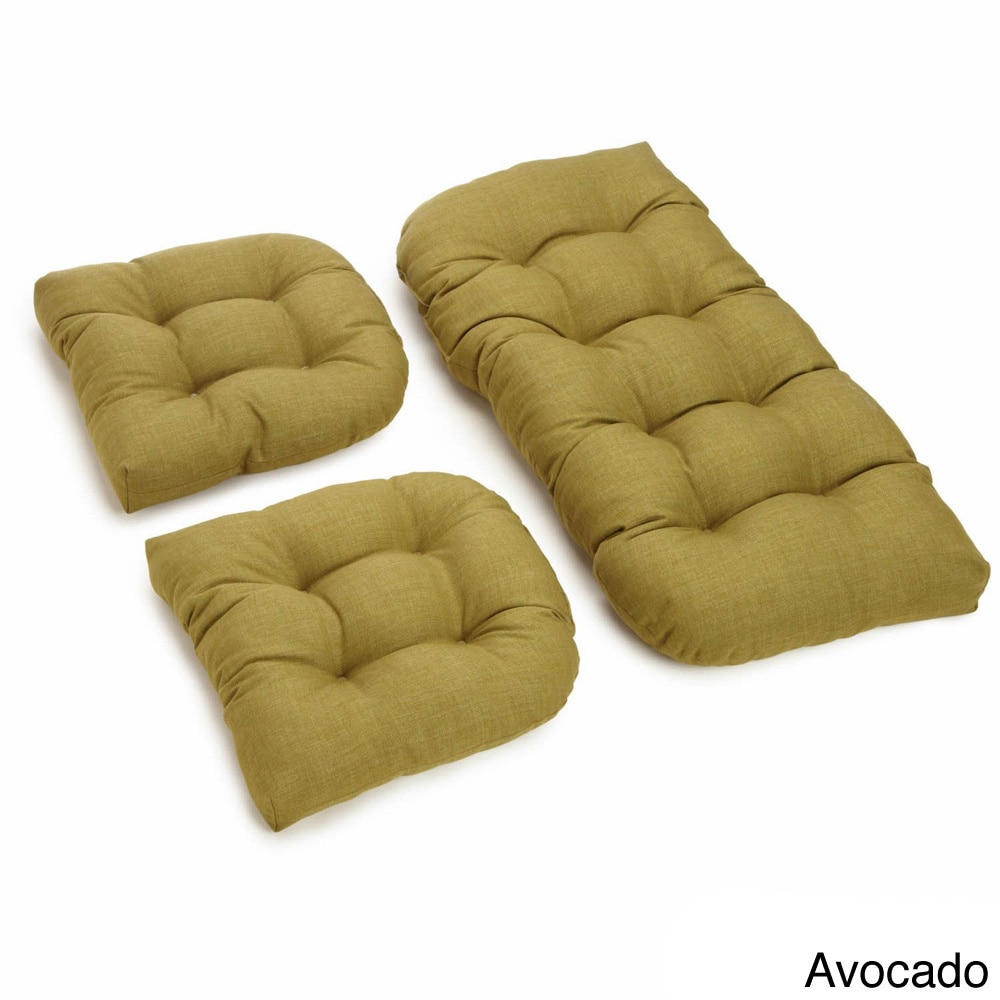 All-weather U-shaped Acrylic Outdoor 3-piece Settee Bench Cushion Set Lime All-weather U-shaped Acrylic Outdoor 3-piece Settee Bench Cushion Set Lime