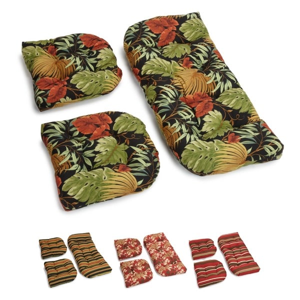 Blazing Needles Tropical/ Stripe All-weather U-shaped Outdoor 3-piece ...