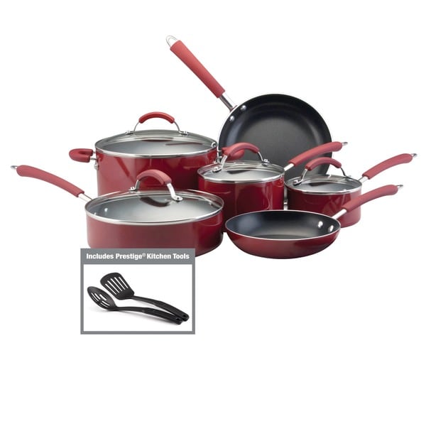 Farberware Millennium Colors Nonstick Aluminum 12-piece Red Cookware Set
