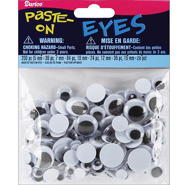 Darice Assorted Size Paste on 5 To 15mm Black Wiggle Eyes (200/pkg)