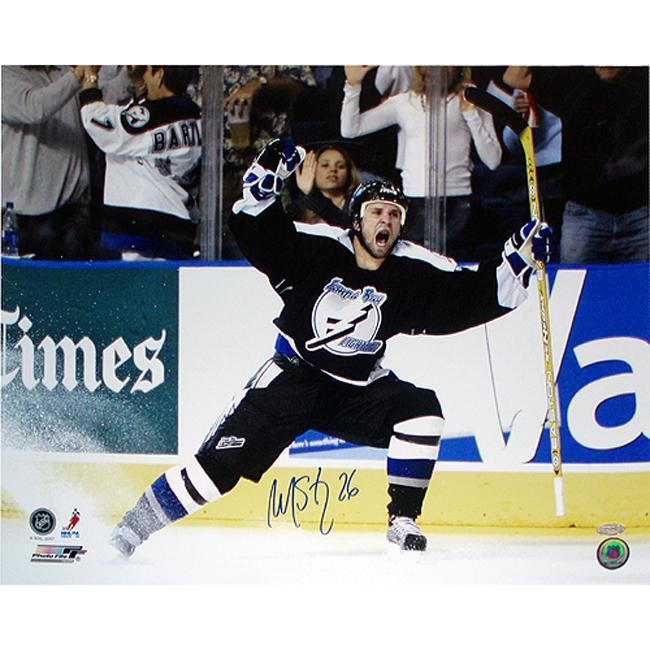 Steiner Sports Martin St. Louis Celebrating Playoff GWG vs Islanders Autograph Photo
