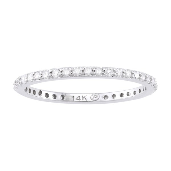 355k White Gold 355/35ct TDW Diamond Eternity Stackable Wedding Band ...