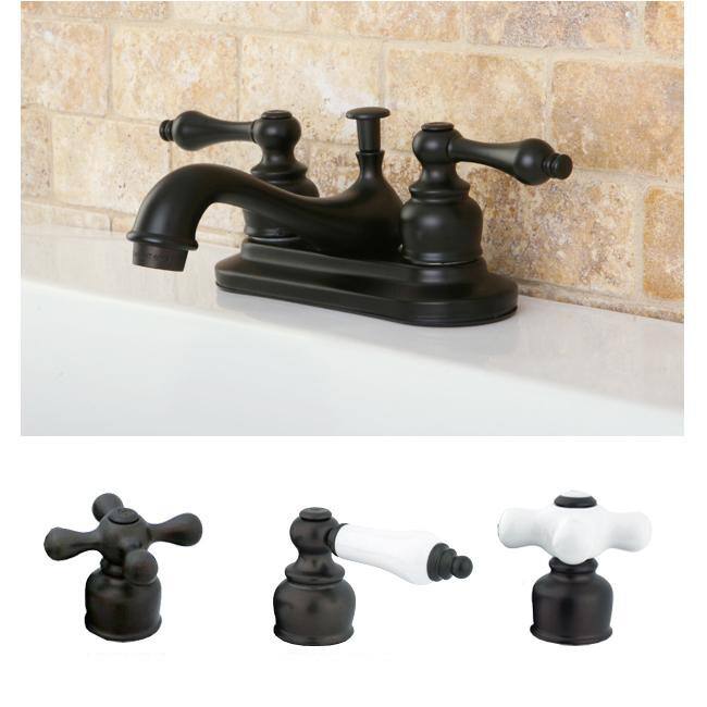 Classic Oil Rubbed Bronze Two-handle Bathroom Faucet - Porcelain Lever Handles