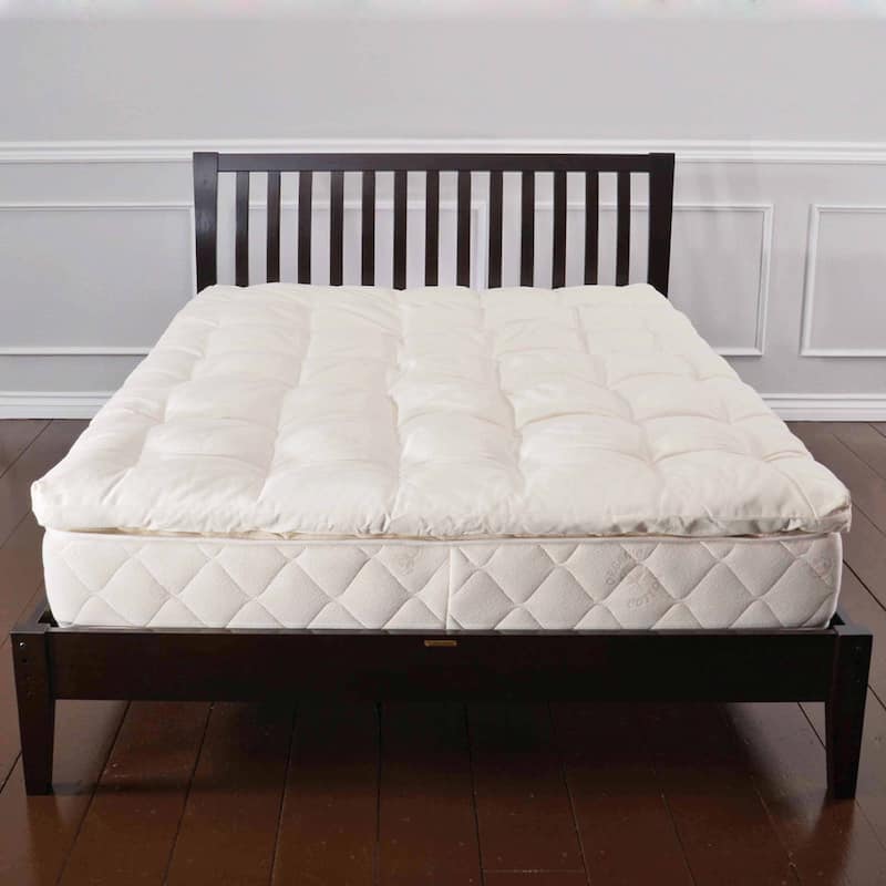 Organic Eco-Valley Wool 3-inch Mattress Topper - White - Baffle Box - Twin XL - Victorian