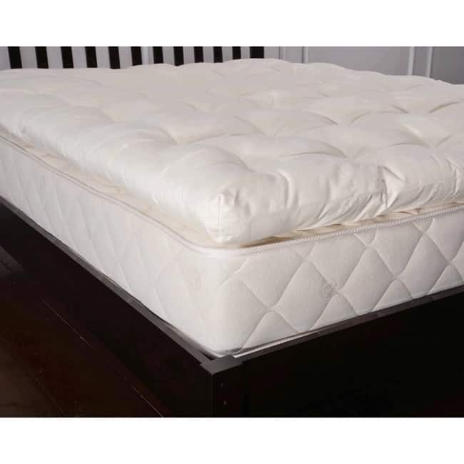 Organic Eco-Valley Wool 3-inch Mattress Topper - White