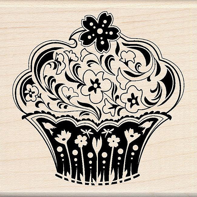 Inkadinkado Spring Flower Cupcake Rubber Stamp