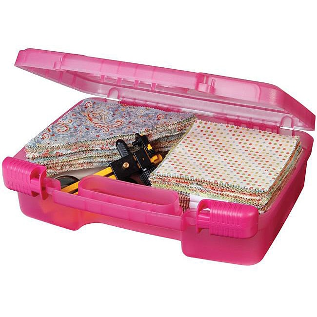 Art Bin Translucent Raspberry  Carrying Case (Translucent raspberrySliding latches and a durable molded handleUse your own lock in the designated spot to keep your items safeDimensions 3.5 inches high x 12 inches wide x 10 inches deep  )