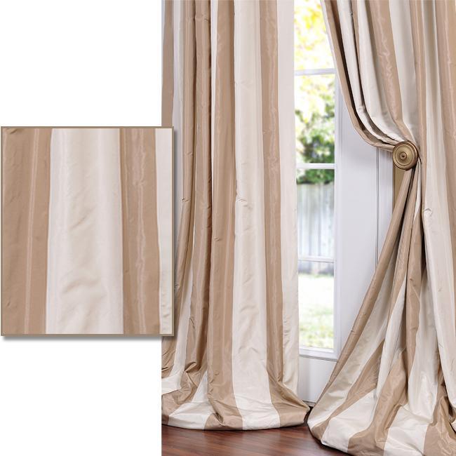 Exclusive Fabrics Light Brown Tan Striped Faux Silk Taffeta Curtain Panel Free Shipping Today