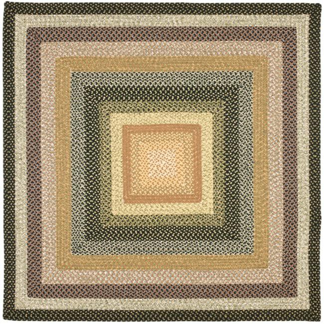 Hand woven Indoor/outdoor Reversible Multicolor Braided Rug (6 Square)