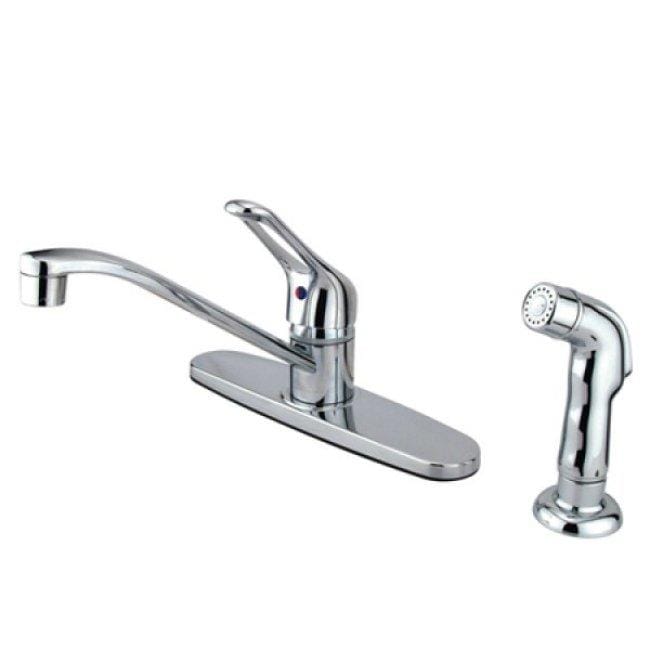 Kingston Brass Chrome Center-Set Basic Kitchen Faucet with Side Sprayer